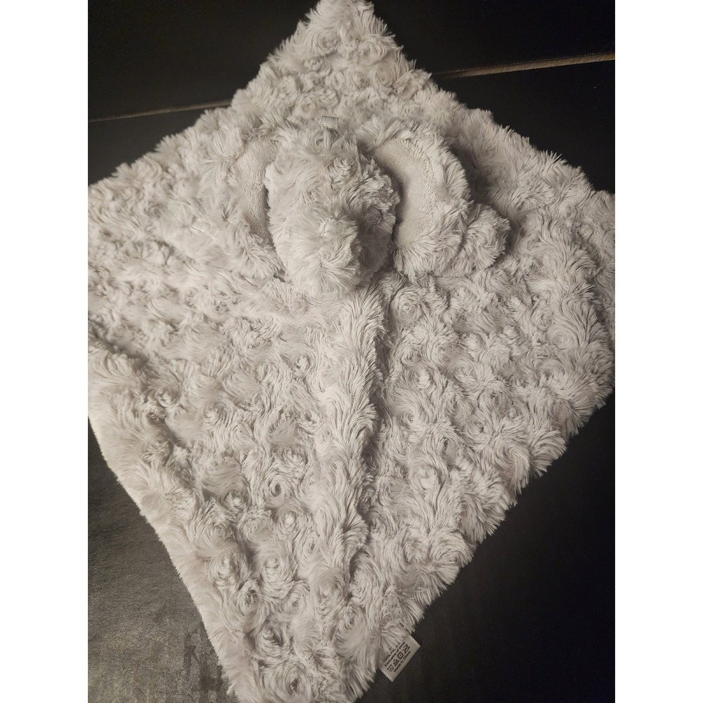 Bubbles Elephant Security Blanket Lovey Gray Rosebud Faux Fur Satin Back RN14333